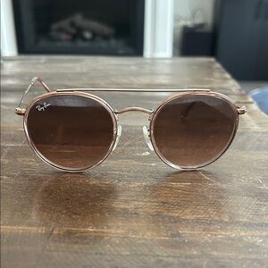 Ray-Ban Sunglasses with Rose Gold Frame and Brown Lenses